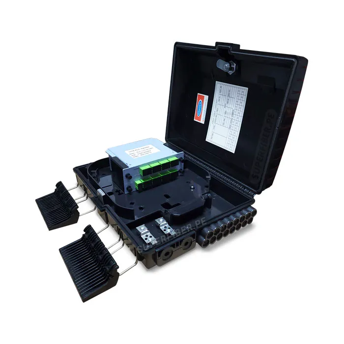 [Q00093] CAJA NAP 1X16 F215, INCLUYE DIVISOR PLC 1X16 SC/APC TIPO LIBRO INCLUYE 02 ABRAZADERAS