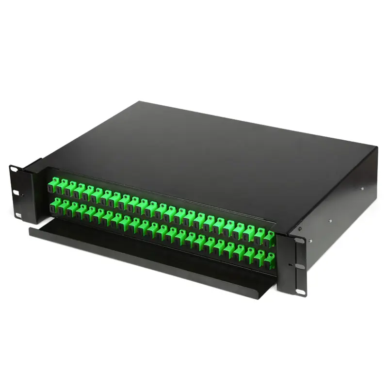 ODF DESLIZABLE FRONTALES DE 144 PUERTOS CON ACOPLADOR SC/APC COLOR NEGRO/VERDE