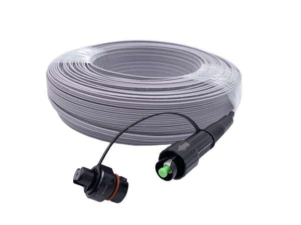 FIBRA DROP CON CONECTOR 150M COLOR PLOMO CTO PANGEACO