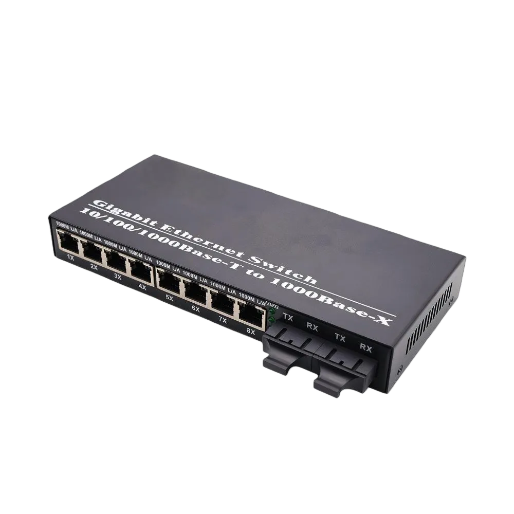 SWITCH POE REVERSO, Puerto óptico Gigabit 2, puerto eléctrico 8, admite fuente de alimentación POE, el puerto óptico es Gigabit monomodo extremo A + extremo B SC 20KM