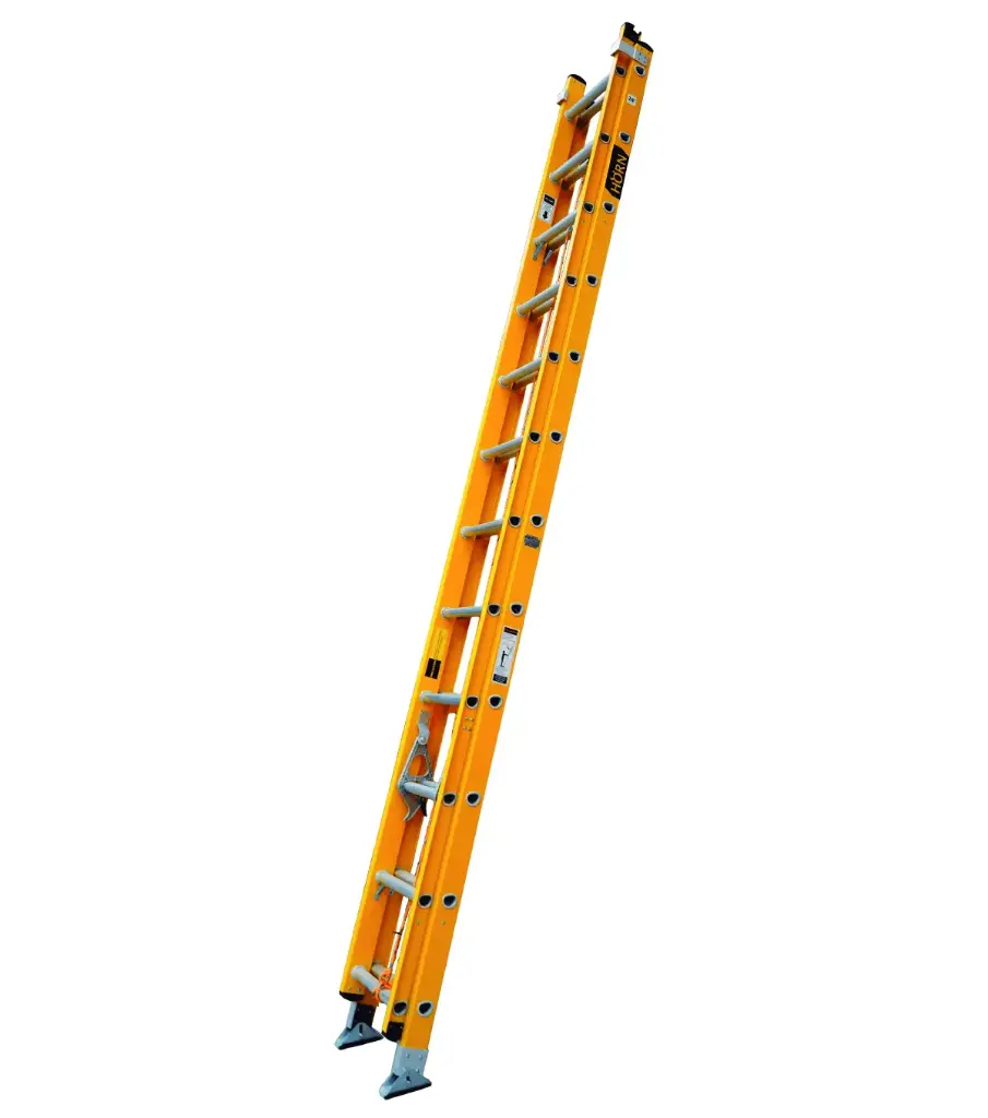 Escalera Telescópica Liviana de Fibra de Vidrio 24 pasos, color amarillo