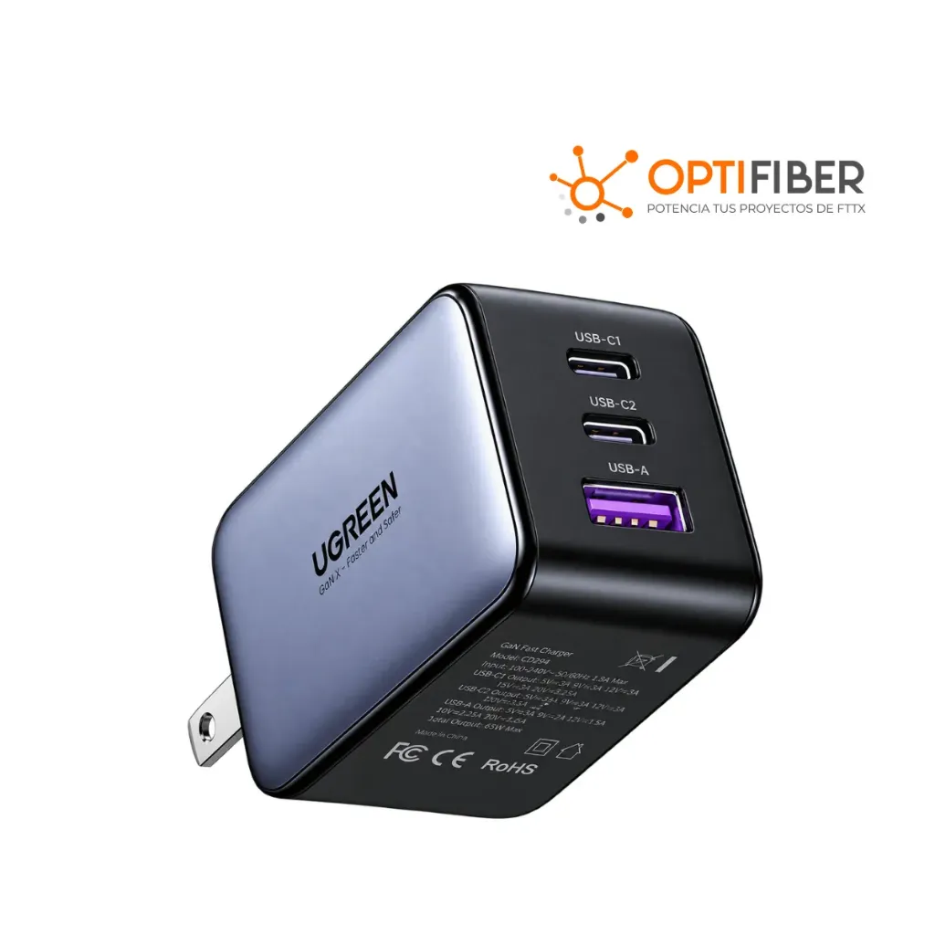 UGREEN CARGADOR GAN - 65 W - FAST CHARGER - 2 USB C+ 1 USB A - PN INTERNAL-CD244