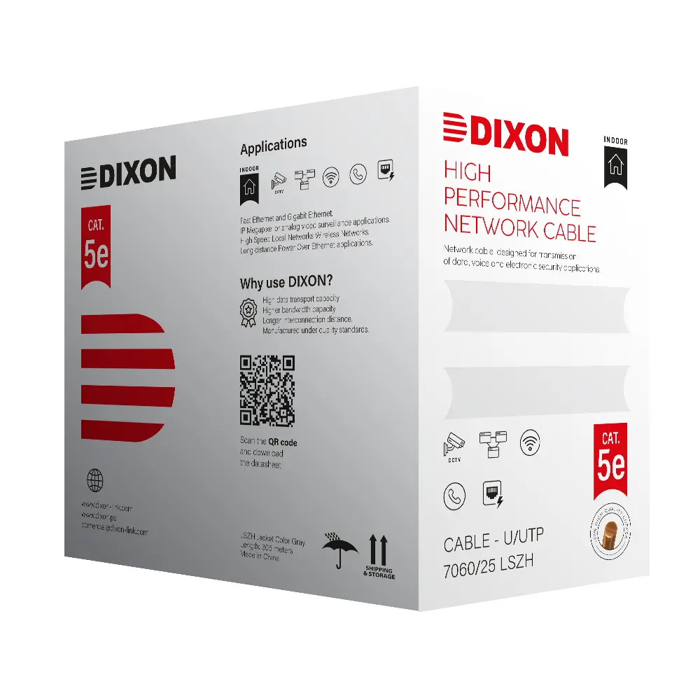 7060/25 LSZH - DIXON U/UTP CAT.5E 4Px25 AWG GRIS LSZH 305M - COBRE POR METROS