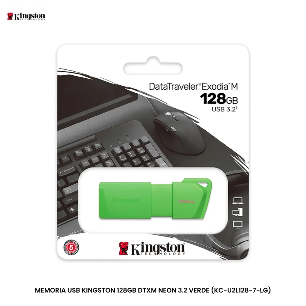 [OPTI00524] KINGSTON MEMORIA USB 128GB DTXM NEON 3.2 VERDE (KC-U2L128-7-LG
