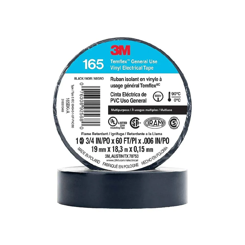 CINTA AISLANTE 19MM X 18M NEGRO 165 3M 3M