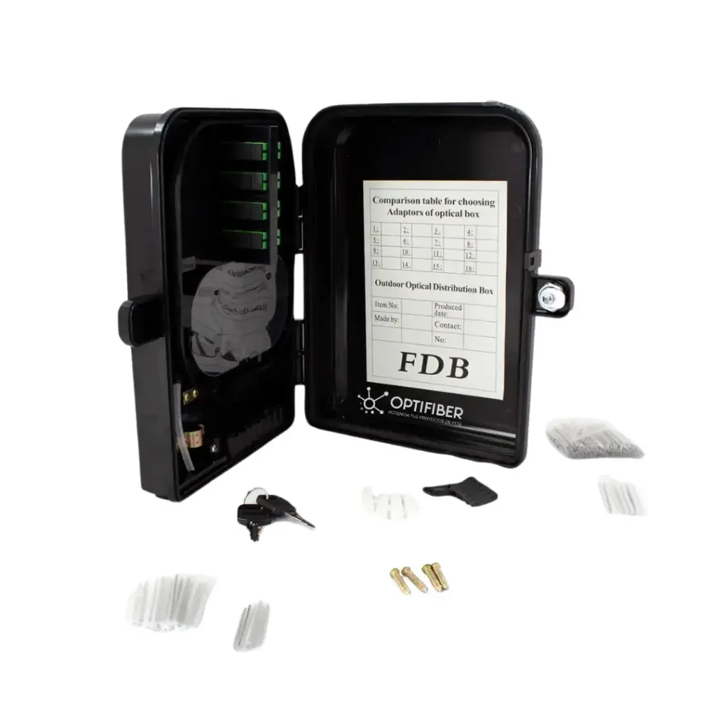 [B0009] CAJA NAP VACIO DE 1X8 PUERTOS COLOR NEGRO INCLUYE 8 ADAPTADORES SC/APC 