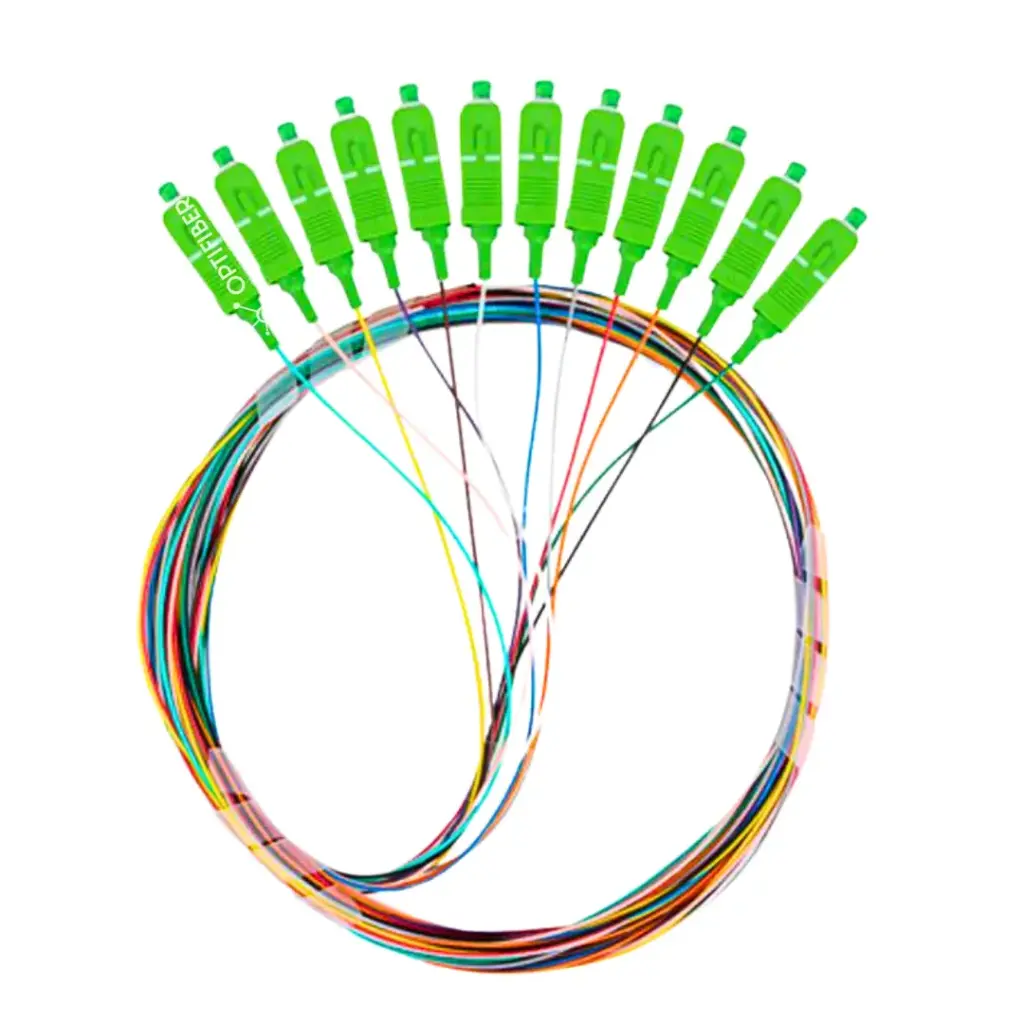 PIGTAIL DE 12 SALIDAS CON CONECTORES SC/APC, MONOMODO DE 2 METROS