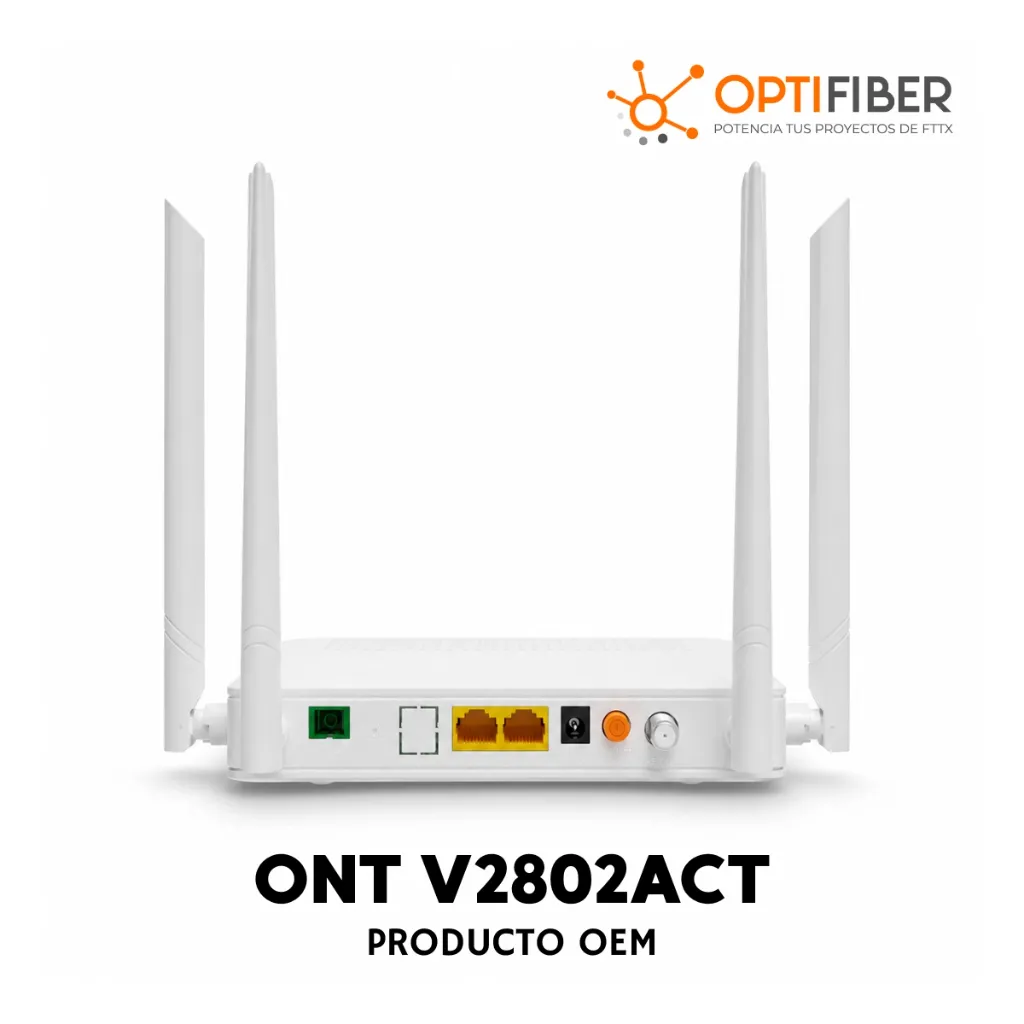 V2802ACT ONU DUAL BAND  XPON CON 1 PUERTO SC/APC + 2 PUERTO LAN GIGABIT WIFI 5 + CATV (V-SOL) 