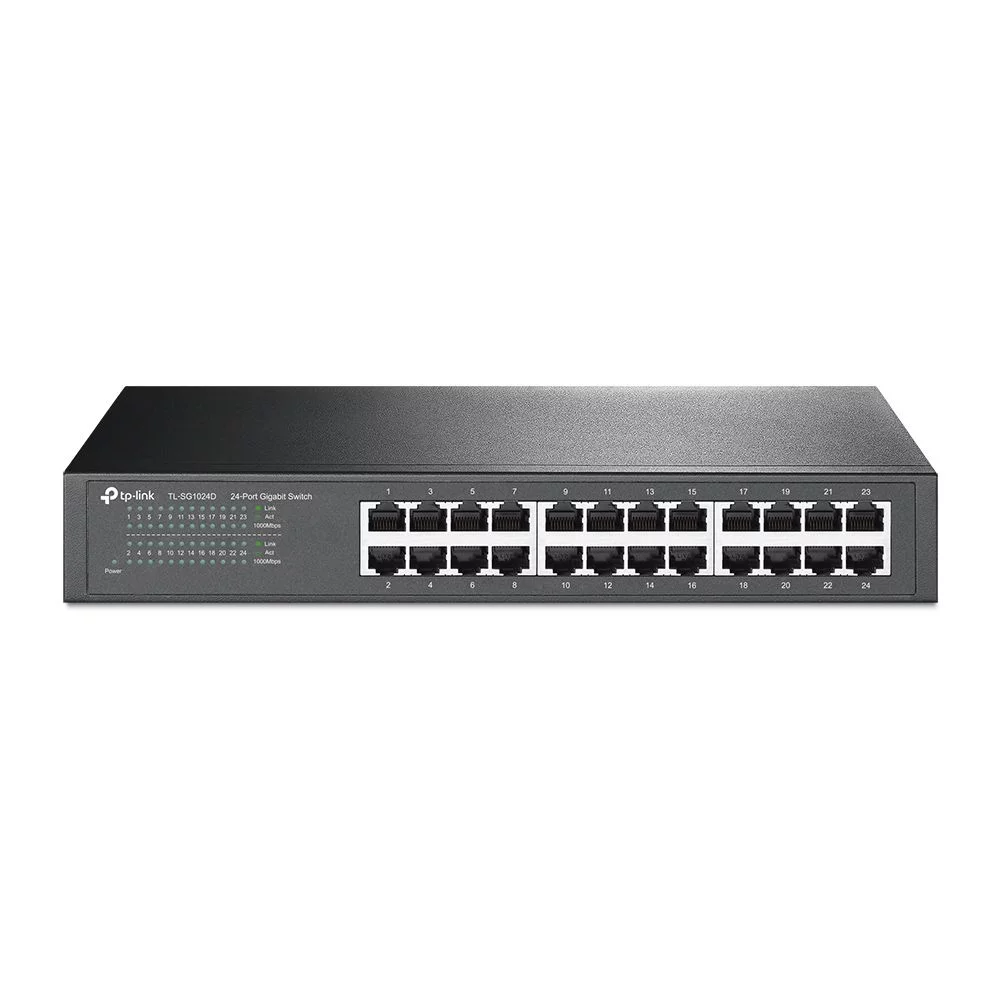 TP-LINK SWITCH TL-SG1024 - 24-PORT GIGABIT SWITCH 24× GIGABIT RJ45 PORTS 1U RACK-MOUNTABLE STEEL CASE PLUG AND PLAY
