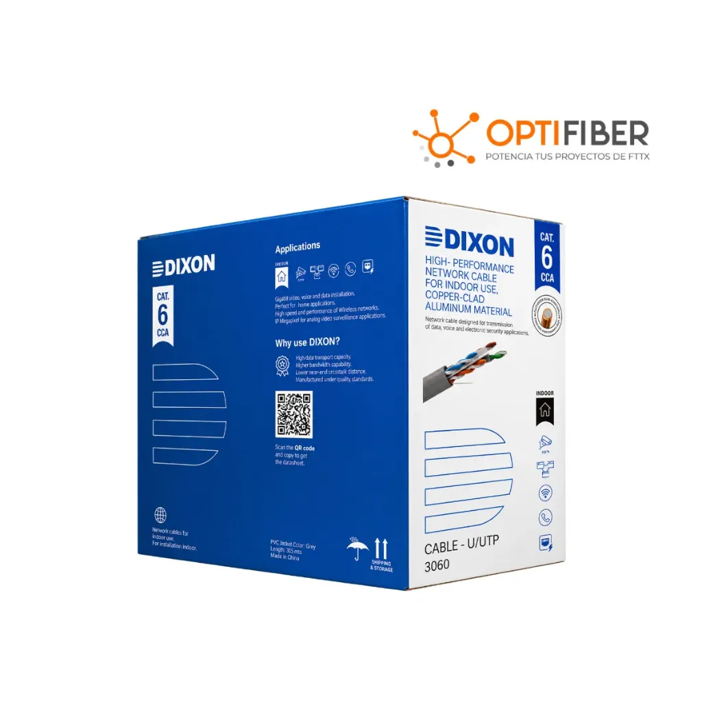 3060 - DIXON UTP CCA CAT6 4Px23 AWG 3060 GRIS 305M - ALUMINIO CUBIERTO DE COBRE