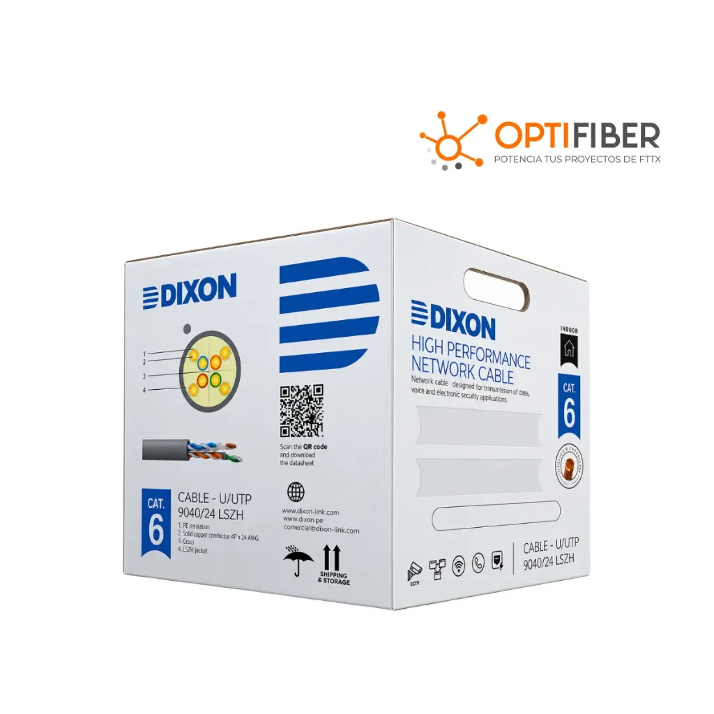 9040/24 LSZH - DIXON UTP CAT.6 4Px24 AWG GRIS LSZH 305M - COBRE PARA INTERIORES