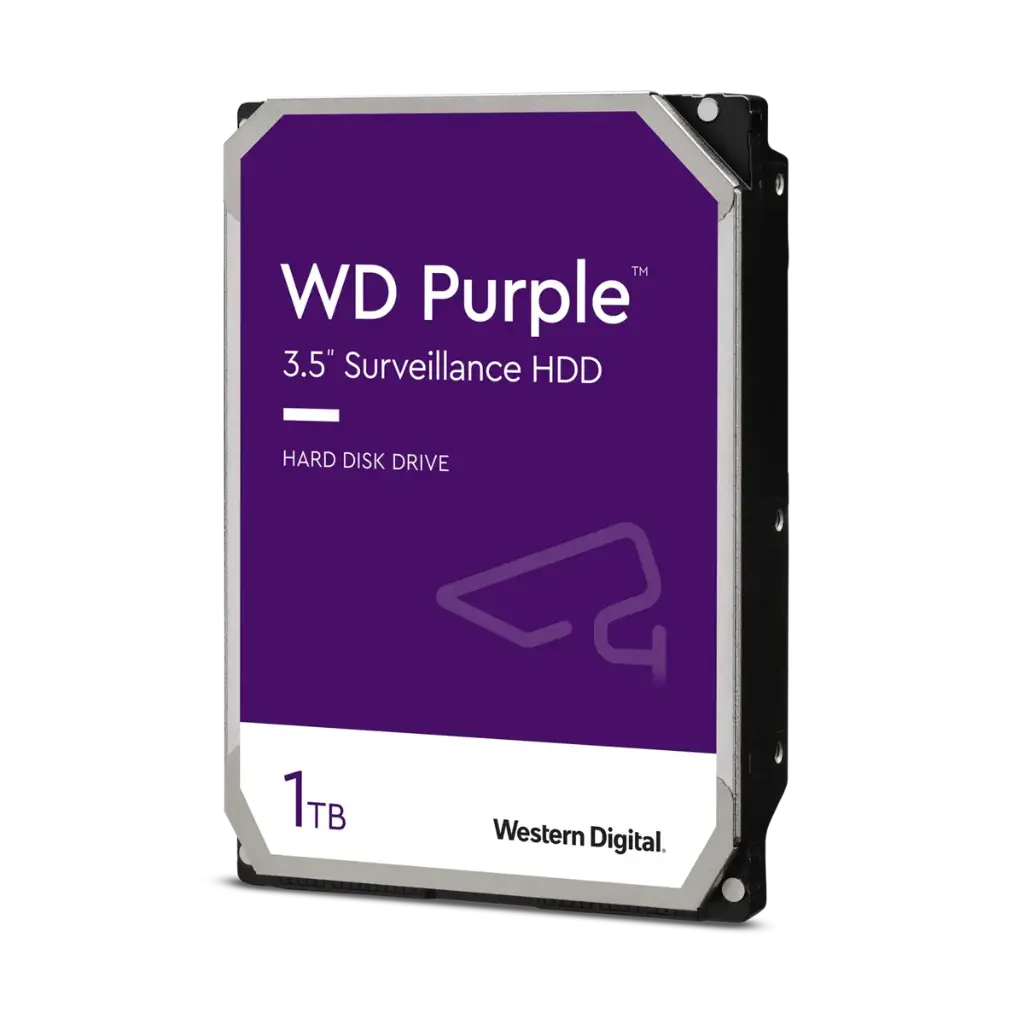 Disco duro Western Digital WD Purple, 1TB, SATA 6.0 Gb/s, 5400 RPM, 64MB Cache, 3.5".