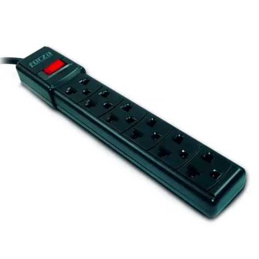 Regleta Forza de 6 tomas, disyuntor, 110 V, color negro 