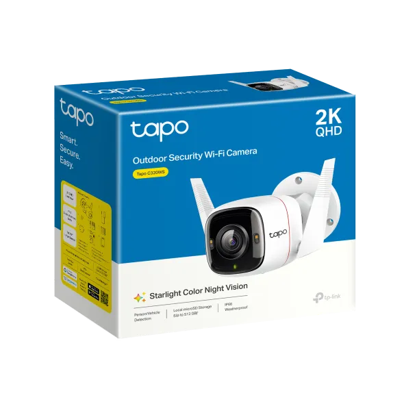 [DG0011] TAPO C320WS - 2K 4MP QHD / WI-FI 2.4 GHZ / PUERTO ETHERNET 1×100 MBPS / LENTE 3.18MM / VISIÓN NOCTURNA FULL COLOR IR 30M / AUDIO BIDIRECCIONAL / MICROSD HASTA 512 GB 