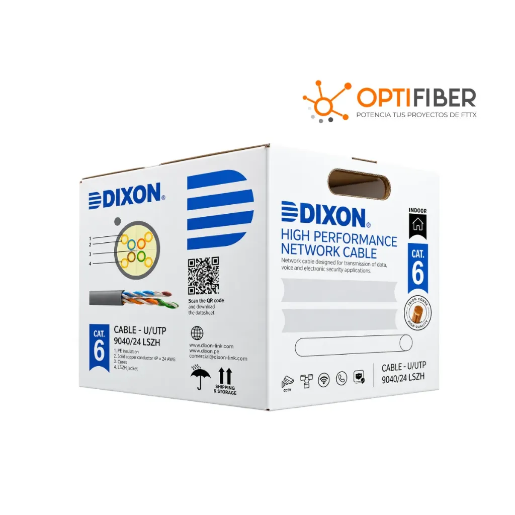 9040/24 LSZH - DIXON UTP CAT.6 4Px24 AWG GRIS LSZH 305M - COBRE PARA INTERIORES POR METROS